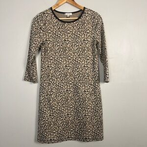 Tyler Boe Shelly Leopard Printed Shift Dress 3/4 length sleeves size XS